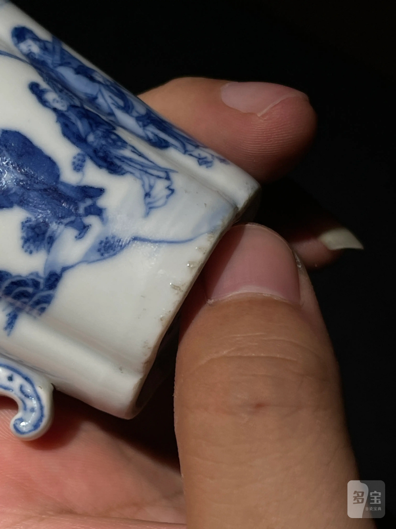 清乾隆 青花八仙人物纹海棠杯 - 图13